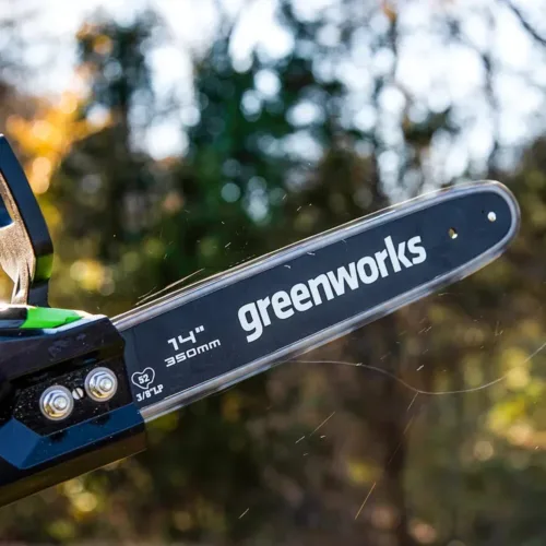 Motosega greenworks 40V 35cm 1,5 kW particolare lama