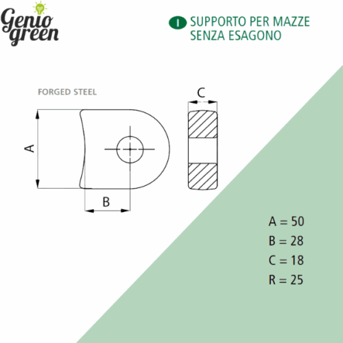 Supporto trinciasarmenti mazza foro 16.5 mm